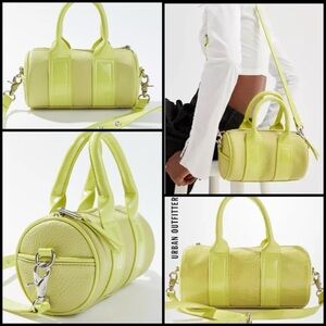 Urban Outfitters Lizzie Vegan Leather Mini Barrel Duffle Croc Embossed Green Bag
